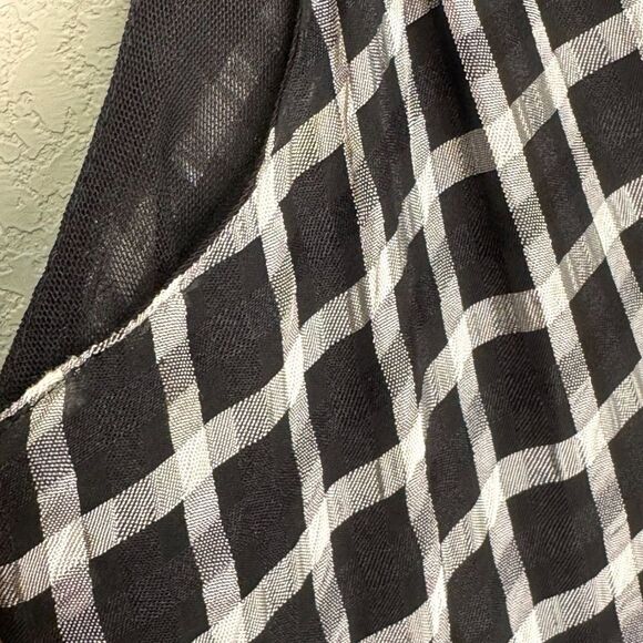 Maje Reine Check Plaid Skater Dress US Size XS (1) Black White Check Full Skirt - Picture 11 of 12